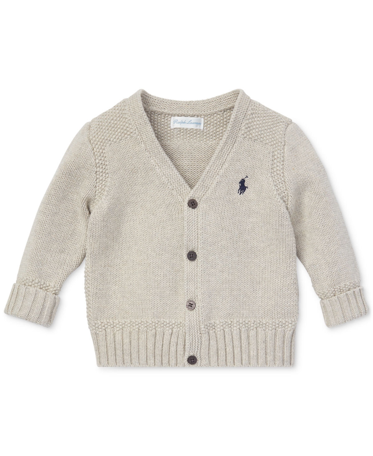 Polo Ralph Lauren Baby Boys Combed Cotton V-neck Cardigan In Light Sport Heather