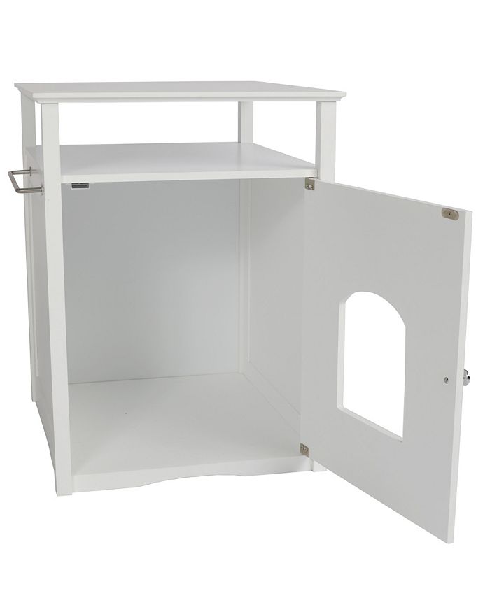 zoovilla Cat Washroom Litter Box Cover or Night Stand Pet House, White