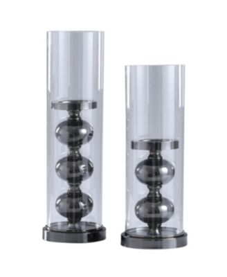 StyleCraft - Black Nickel Polished Pair of Transitional Candle Holders Metal and Glass Material Candles not Included