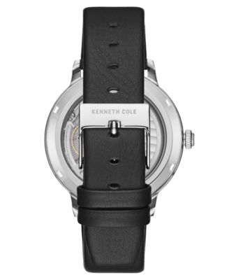 Kenneth Cole New York Men's Leather Strap with Skeleton Automatic Dial, 41MM