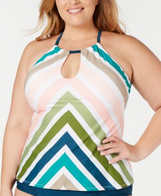 Raisins Curve - Trendy Plus Size Juniors' Sonora Islands Printed Underwire Tankini Top