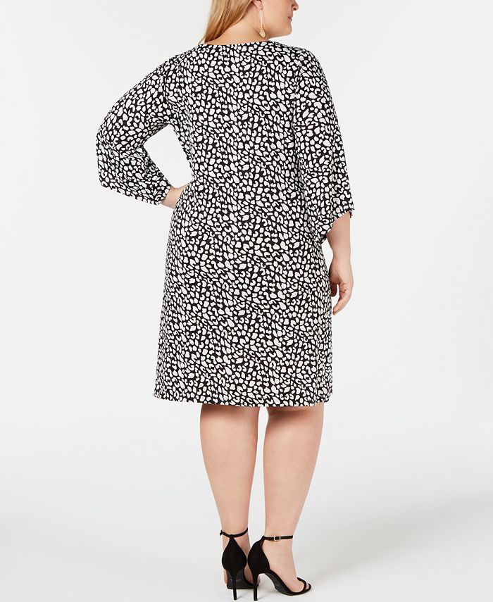 NY Collection Plus Size Printed 3/4-Sleeve Sheath Dress - Macy's