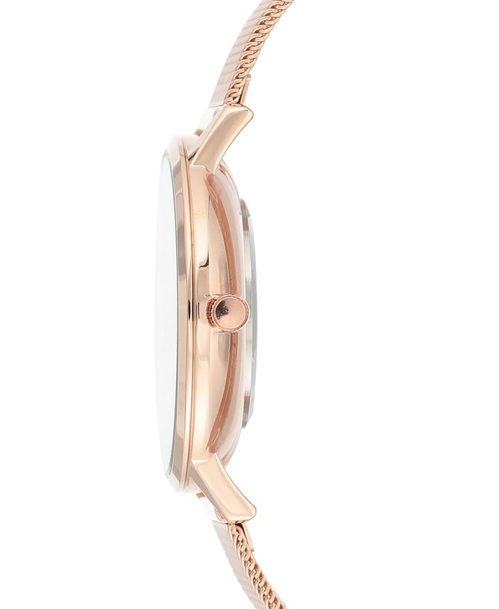 Anne Klein Women's Rose Gold-Tone Stainless Steel Mesh Bracelet Watch ...