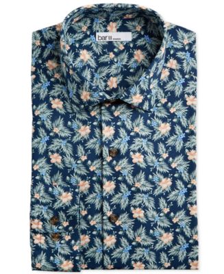 Bar III Men's Classic/Regular-Fit Tropical Hibiscus-Print Dress Shirt ...
