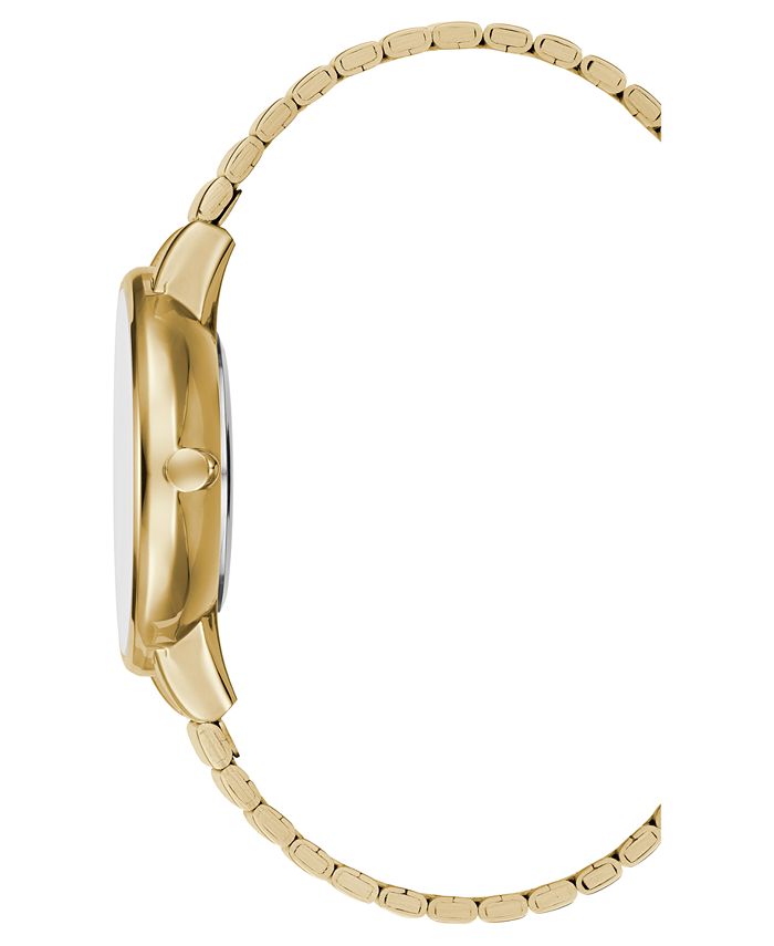 BCBGeneration Ladies Gold Bracelet Watch with Floral Dial Accents - Macy's