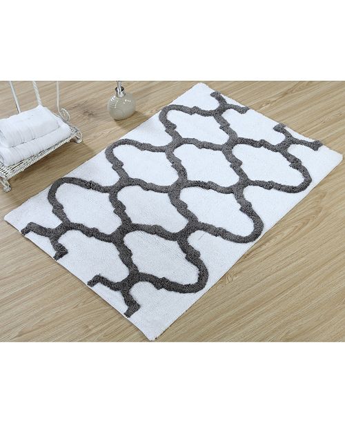 Saffron Fabs Geometric 50 X 30 Non Skid Cotton Bath Rug