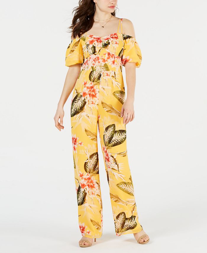 GUESS Valtina Printed Off-The-Shoulder Jumpsuit - Macy's