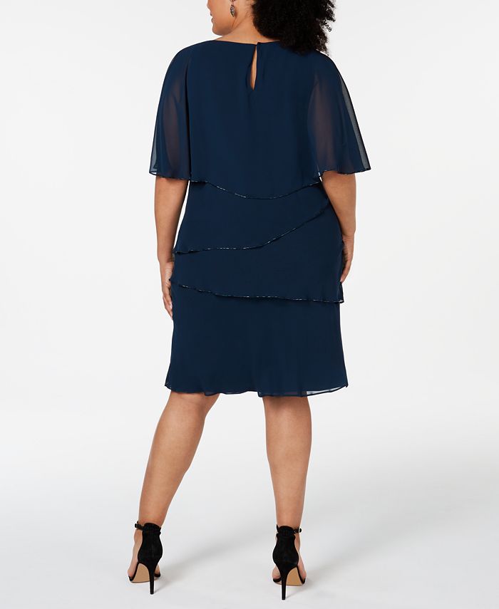 SL Fashions Plus Size Tiered Capelet Dress & Reviews - Dresses - Plus ...
