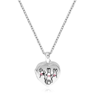 image of Beatrix Potter Sterling Silver Three Bunnies Heart Locket Necklace