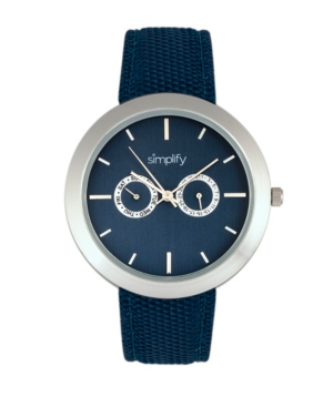 Simplify Quartz The 6100 Blue Dial, Canvas-overlaid Polyurethane Blue Strap Watch 43mm