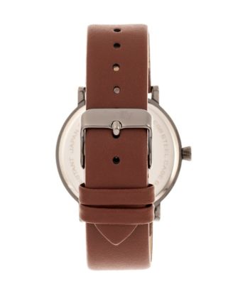 Quartz The 6200 Grey Case, Genuine Brown Leather Watch 39mm