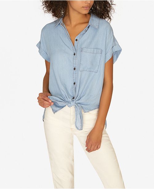Sanctuary Mod Tie Front Short Sleeve Shirt Reviews Tops
