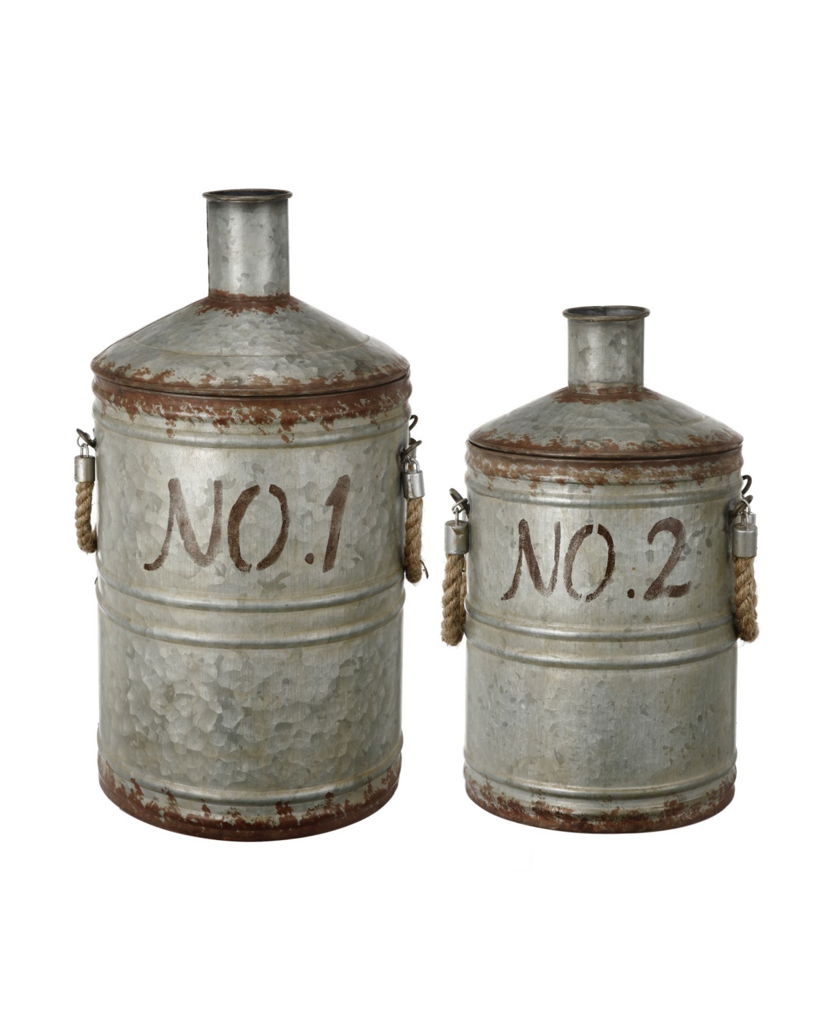 Ab Home Patchin Metal Jugs, Set Of 2 In Gray