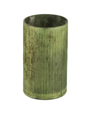 Ab Home Tall And Wide Vase In Papaya Green Metallic Finish