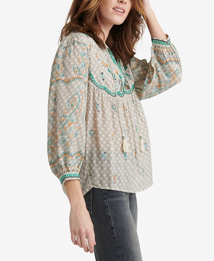 Lucky Brand Evelyn Embroidered Peasant Top - Macy's