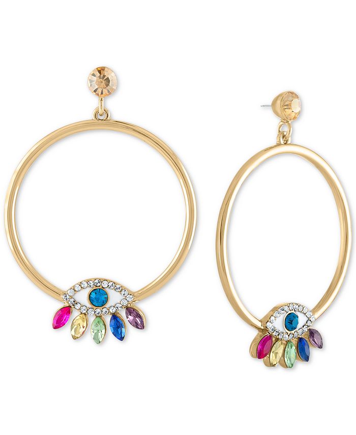 RACHEL Rachel Roy Gold Tone Multicolor Crystal Evil Eye Drop Extra