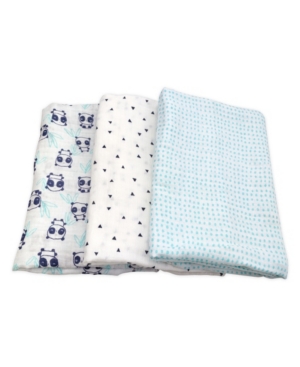 Mac and Moon 3-Pack Panda Print Muslin Swaddles