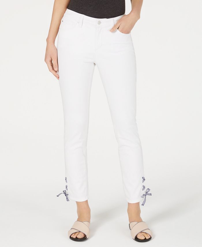 Charter Club Petite Lace-Up Tummy-Control Jeans, Created for Macy's ...