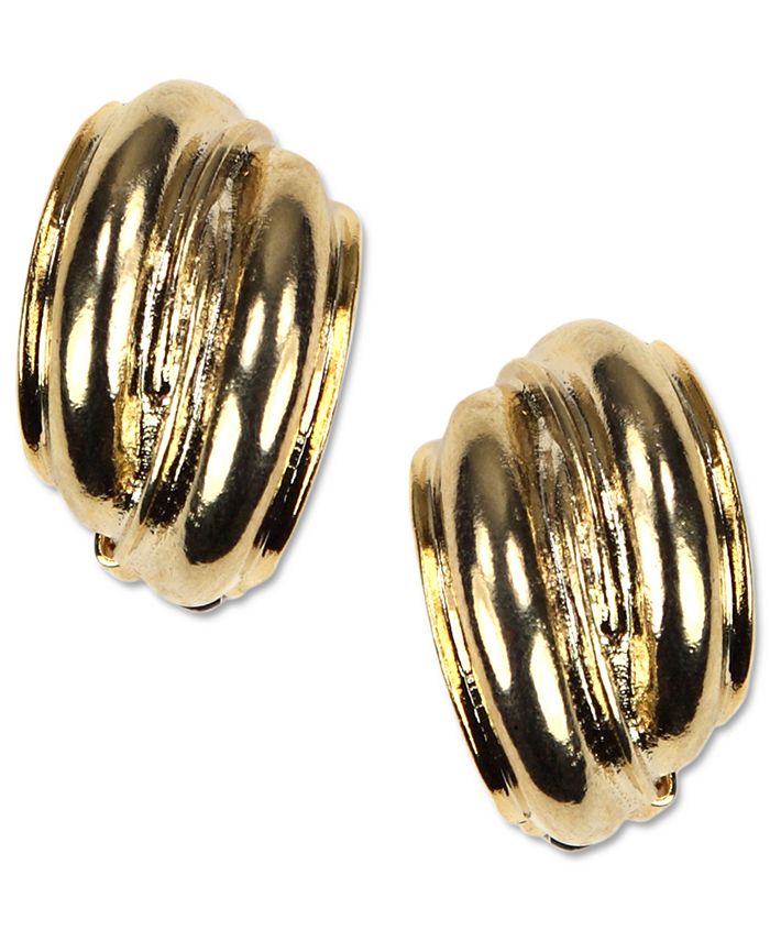 Anne Klein - Earrings, Gold-Tone Button Clip On Earrings