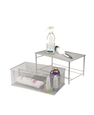 Mind Reader Metal Mesh Storage Basket with Sliding Drawer and Steel Mesh Platform On Top