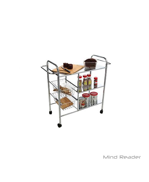 Mind Reader 3 Tier Kitchen All Purpose Utility Cart With 2 Shelves Baskets For Extra Storage Handles For Hanging Towels Reviews Cleaning Organization Home Macy S