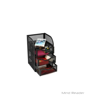 Mind Reader Mini Desk Supplies Office Supplies Organizer, 3 Drawers, 1 Top Shelf