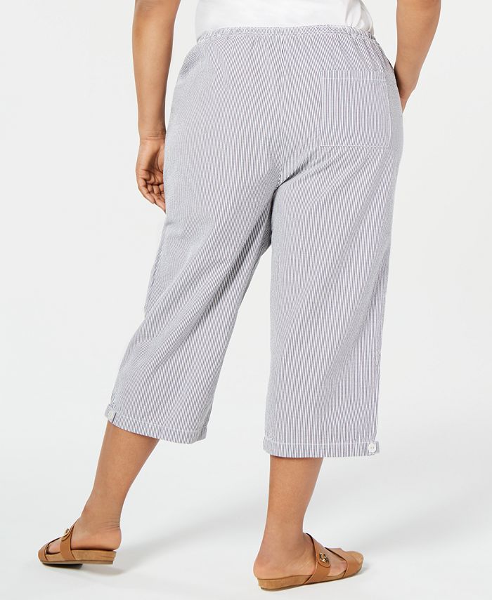 Karen Scott Plus Size Cotton Seersucker Capri Pants, Created for Macy's ...