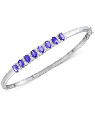 Macy's - Emerald (3-1/8 ct. t.w.) & Diamond (1/8 ct. t.w.) Bangle Bracelet in 14k Gold over Sterling Silver. (Also Available in Ruby/14K Rose Gold over Sterling Silver, orSapphire/Tanzanite in Sterling Silver)