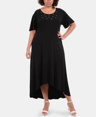 NY Collection Plus Size Embellished High-Low Maxi Dress - Macy's
