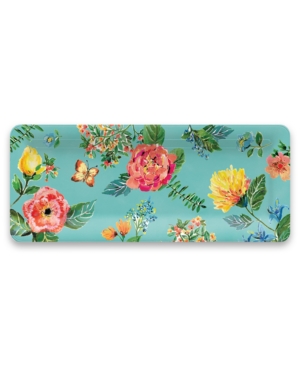 Tarhong Garden Floral Melamine Rectangular Platter In White