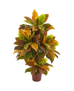 Nearly Natural 39" Croton Artificial Plant (real Touch) In Orange