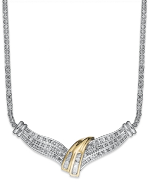image of Diamond Twist Necklace in Sterling Silver and Gold (1/2 ct. t.w.)