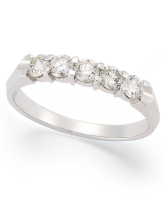 Macy's - Certified Five-Stone Diamond Anniversary Band Ring in 14k White Gold (1/2 ct. t.w.)