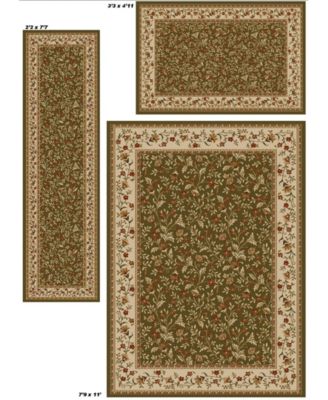 CLOSEOUT! Area Rug Set, Roma Collection 3 Piece Set Floral