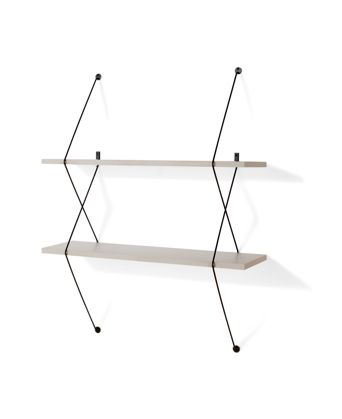 Danya B. Contemporary Two Level Shelving System with Black Wire Brackets - Gray