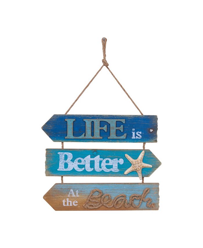 Danya B Hanging Beach Sign with Quote - Life is Better at the Beach ...