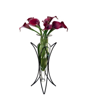 Danya B . Clear Amphora Vase On Half Moon Metal Stand In Black