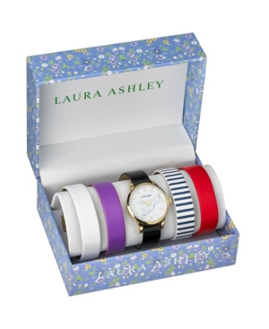 image of Laura Ashley Gold Slidethrough Interchangeable Marble Dial Set Watch