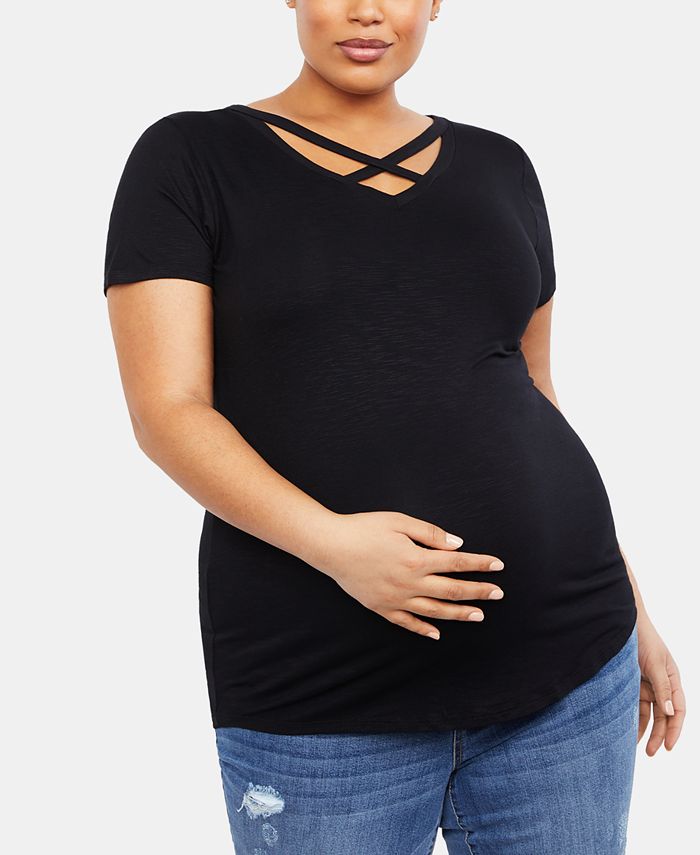 Jessica Simpson Maternity Plus Size Criss-Cross T Shirt - Macy's