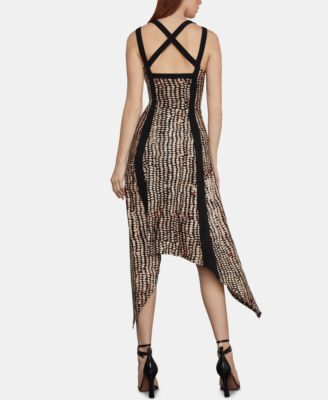 BCBGMAXAZRIA Printed Cross-Back Asymmetrical-Hem Dress - Macy's