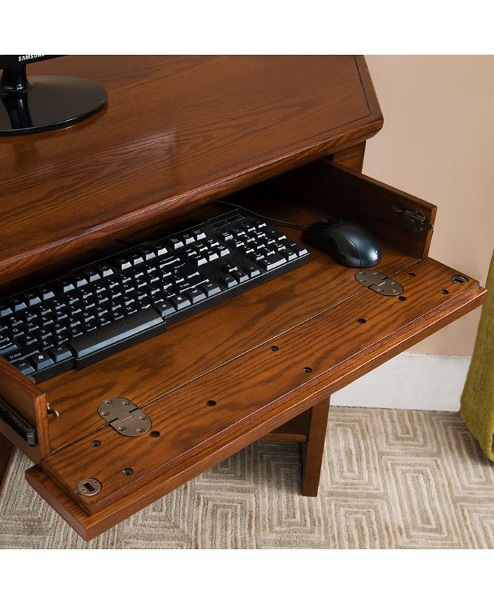 Leick Home Rustic Oak and Slate Corner Computer/Writing Desk Macy's