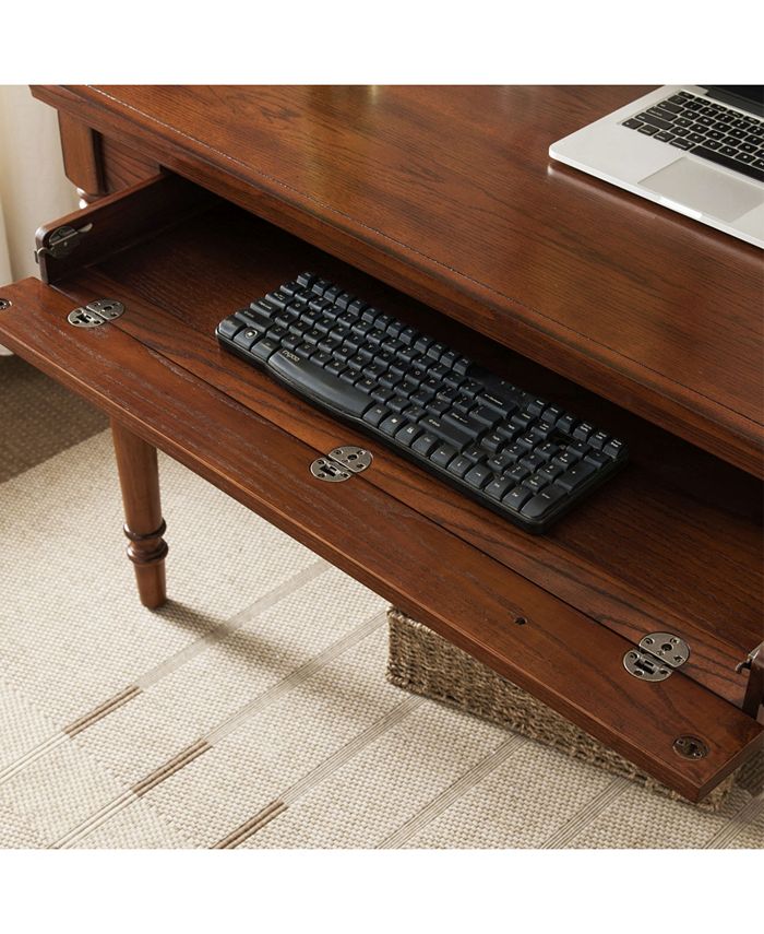 Leick Home Farmhouse Oak Turned leg Laptop Desk with Center Drawer Macy's