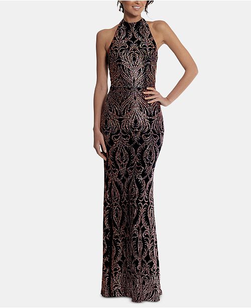 Betsy Adam Halter Glitter Gown Reviews Dresses Women Macy S