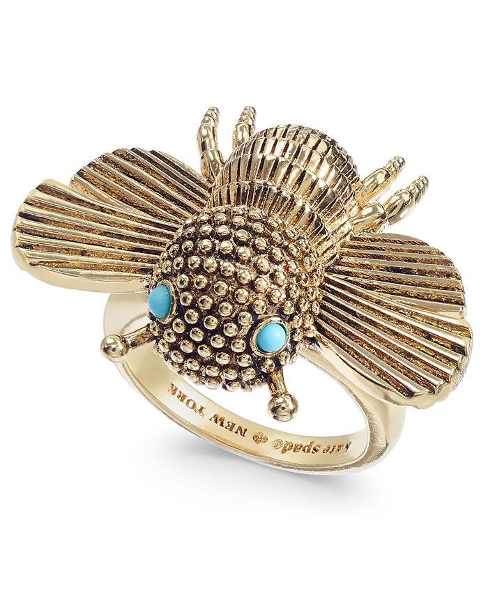 kate spade new york Gold Tone Stone Bee Statement Ring Macy s