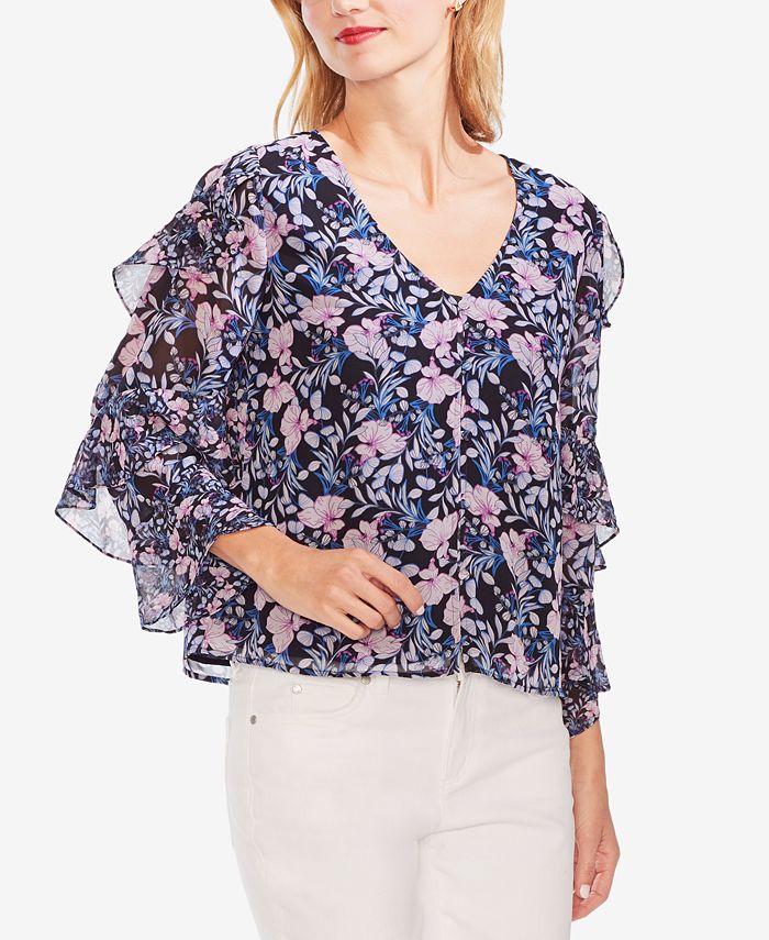Vince camuto tiered outlet ruffle sleeve blouse