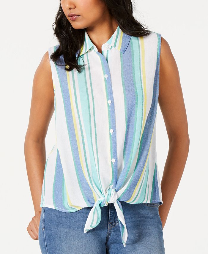 Charter Club Sleeveless TieFront Shirt, Created for Macy's & Reviews