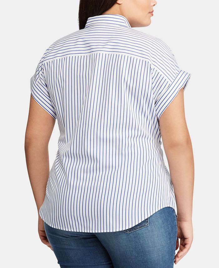 Lauren Ralph Lauren Plus Size Striped Cotton Top - Macy's
