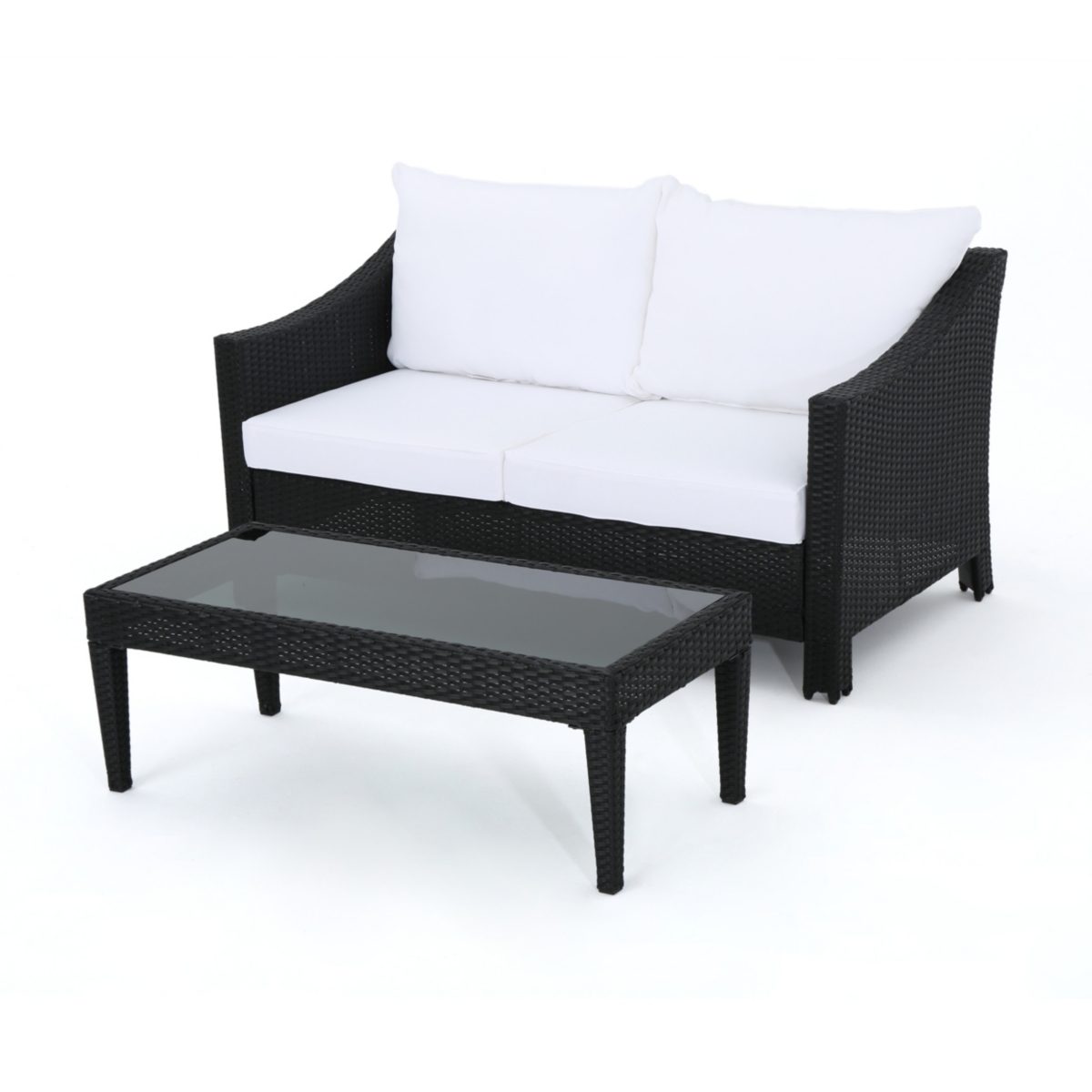 Noble House Antibes Outdoor 2pc Wicker Seating Set In Black