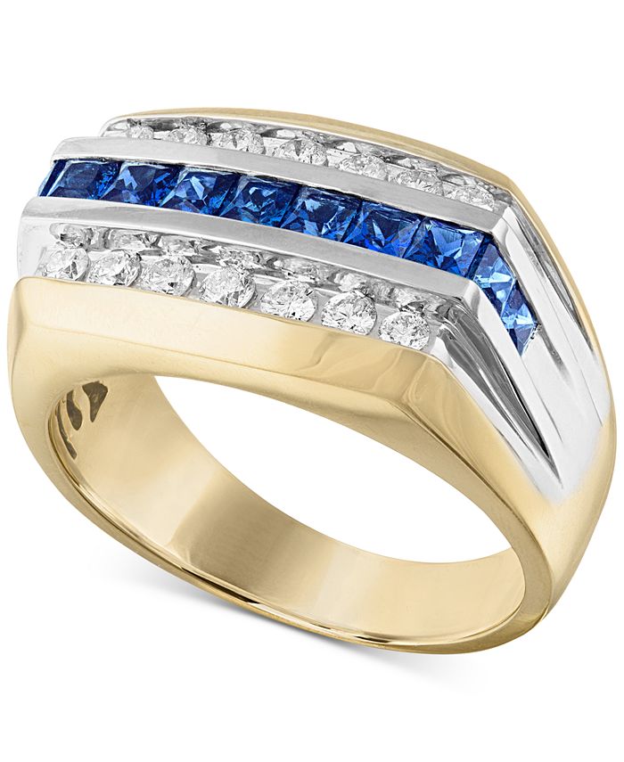Macy s Men s Lab Created Blue Sapphire 1 1 4 ct. t.w. White