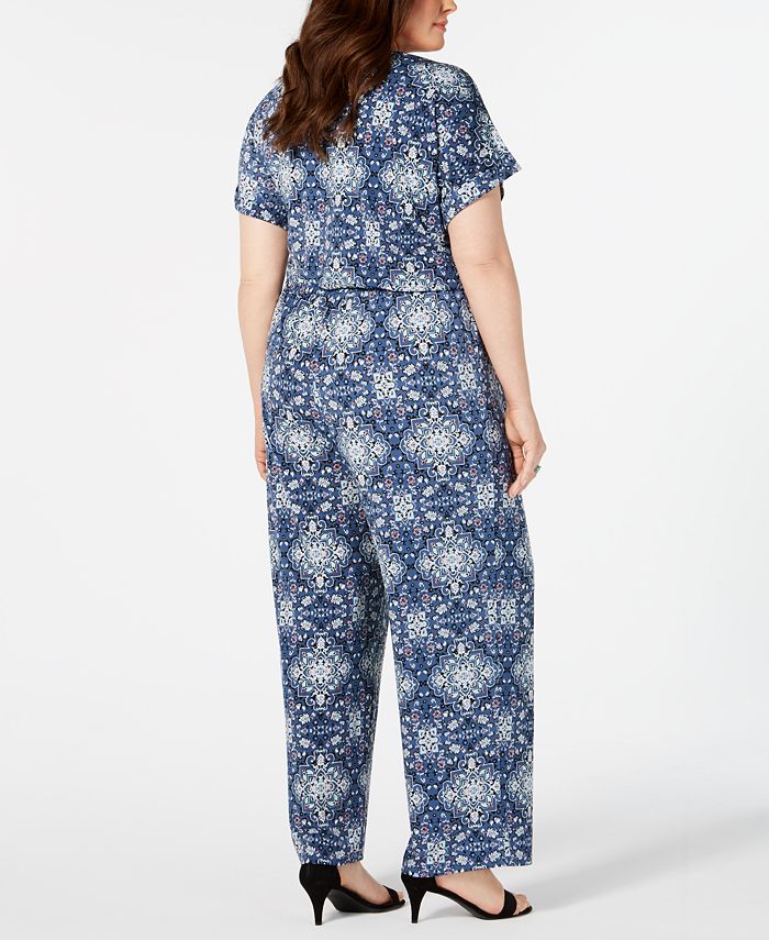 Style And Co Plus Size Printed Wide Leg Jumpsuit Created For Macys Macys